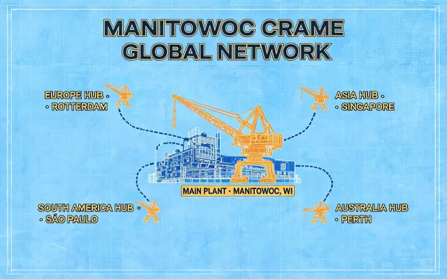 Manitowoc plant and regional map illustration